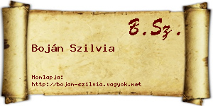 Boján Szilvia névjegykártya